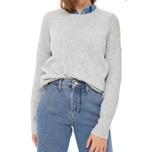 Topshop pointelle gray knit sweater
